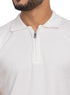White Design 01055Knit Polo Neck Zipper - T-Shirt - Khotwh
